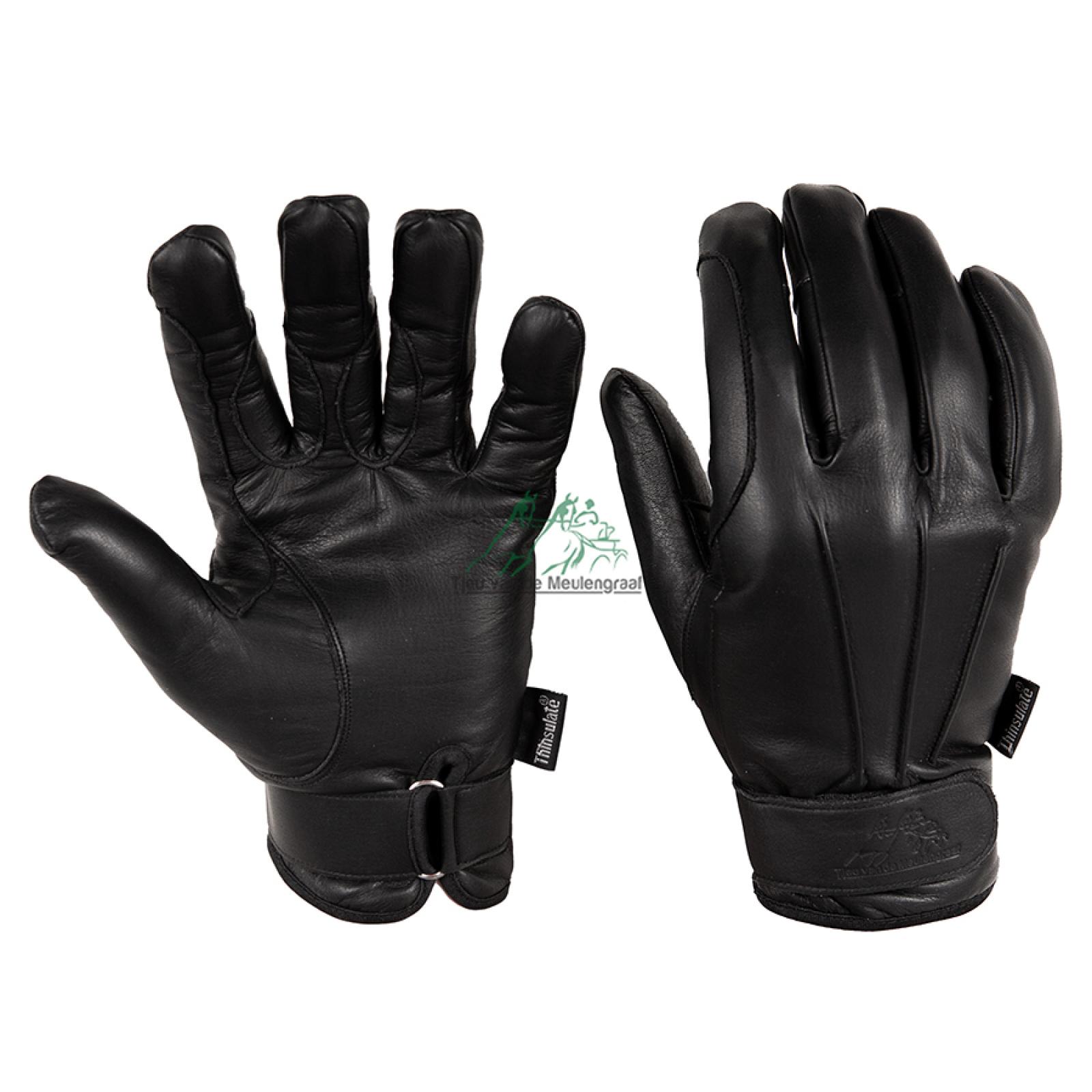 Zwart lederen deluxe gevoerde winter handschoenen