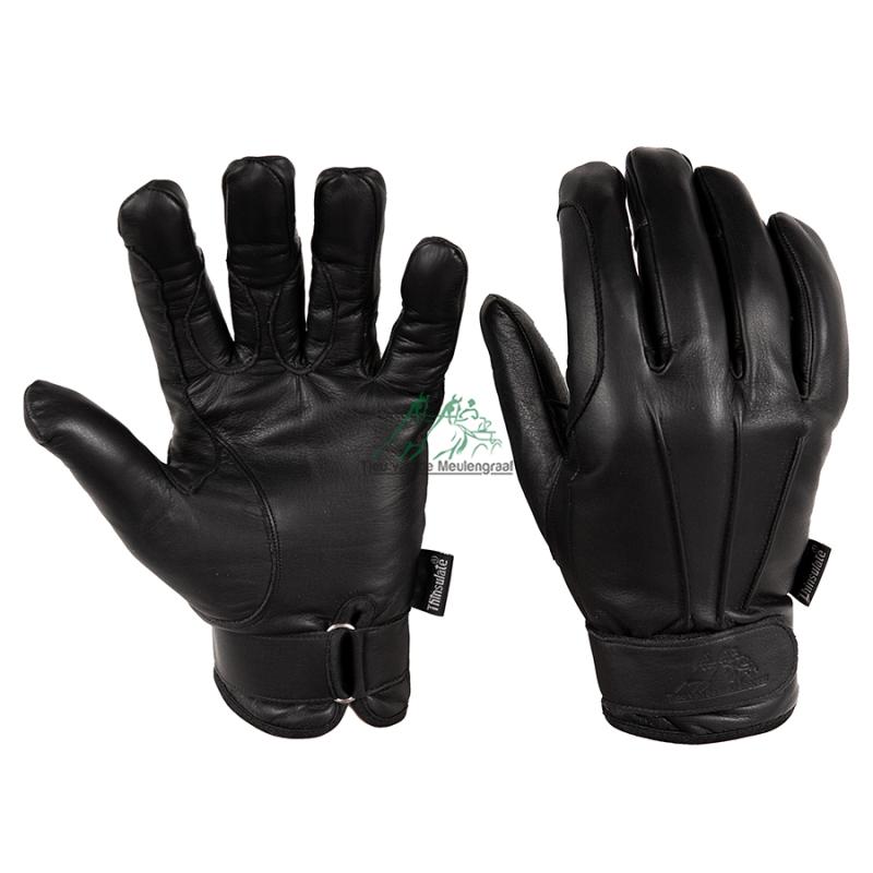 Schwarze Leder-Deluxe-Winterhandschuhe gepolstert