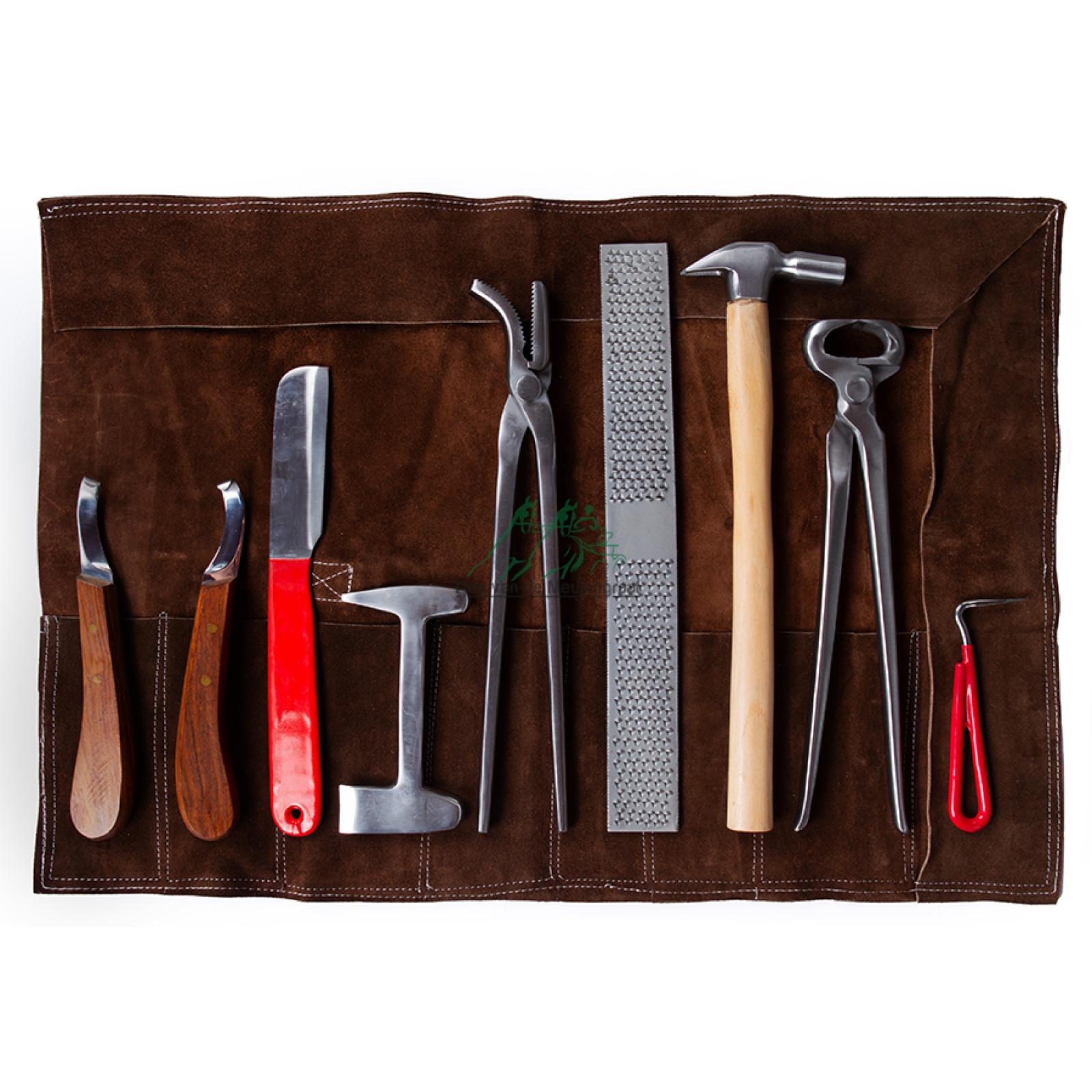 Hoefsmid gereedschap set geleverd met lederen tas