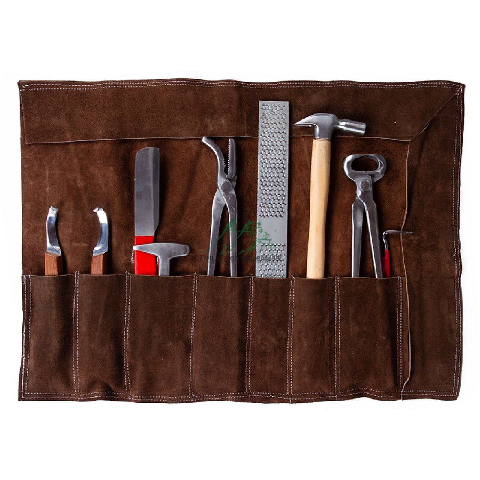 Hoefsmid gereedschap set geleverd met lederen tas