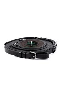 Bruin lederen tweespan anti-slip leidsels - Afbeelding 1