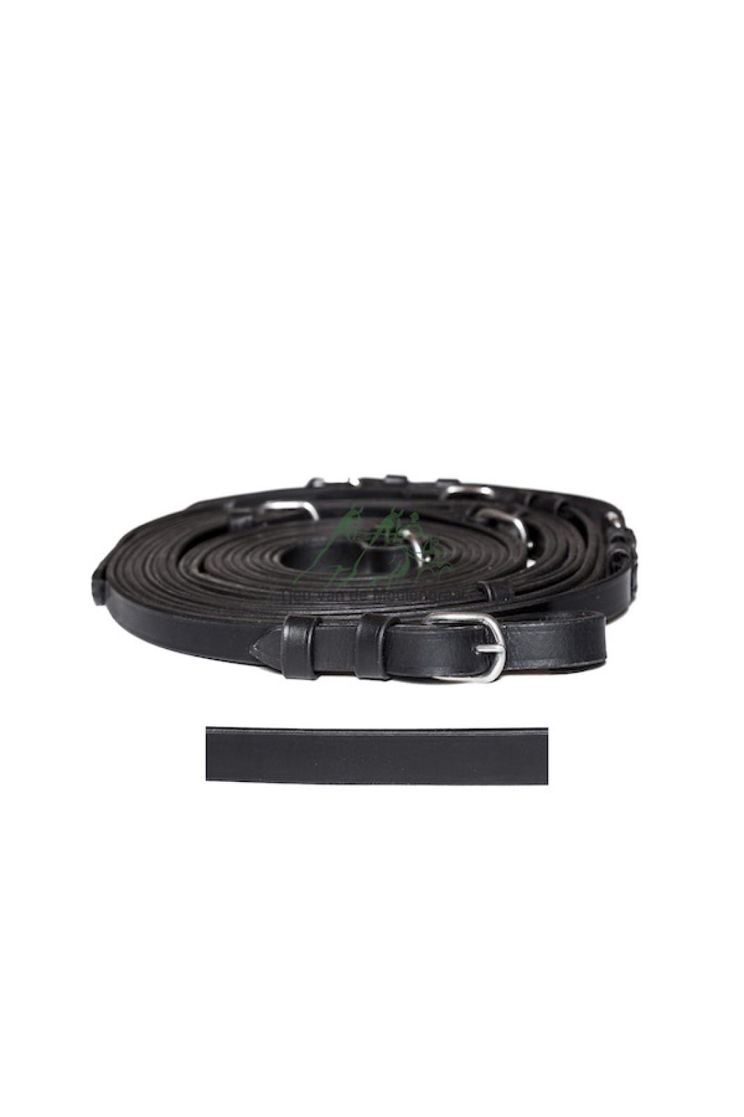 Zwart lederen tweespan anti-slip leidsels