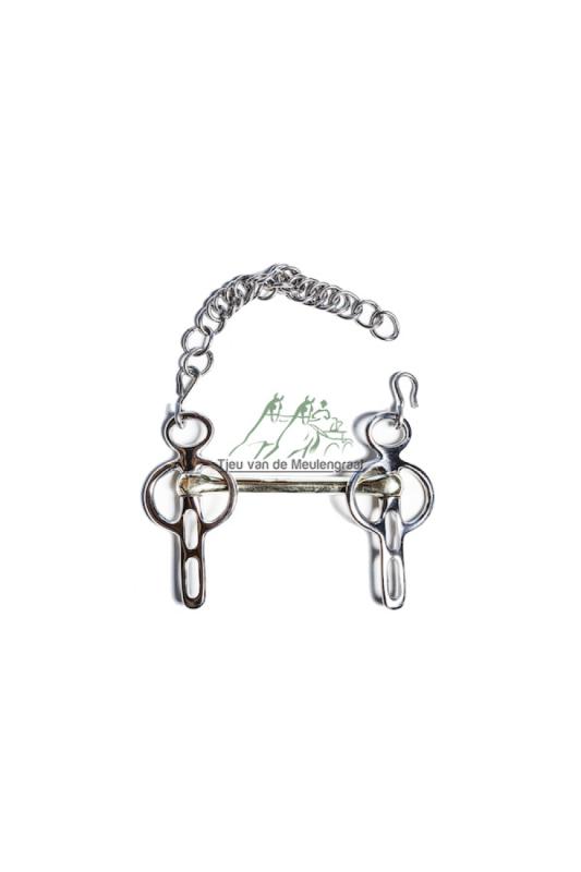 Mini Liverpool Fahrgebiss mit geradem Mundstück aus Goldmessing